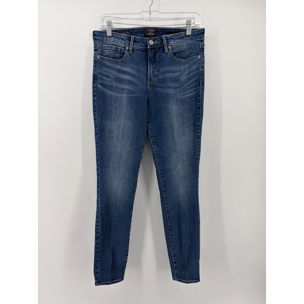 NYDJ for Chicos Womens 6‎ Blue Skinny Jeans Stretch Mid Rise Coolmax Denim
